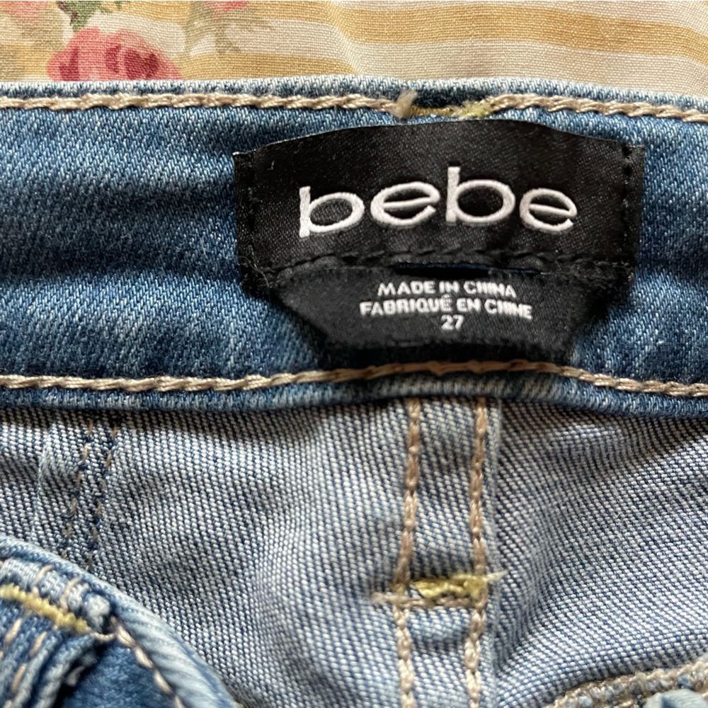 Bebe Distressed Cropped Jeans